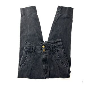 Ou. Boutique Black Ash High-Waisted Pleated Jeans